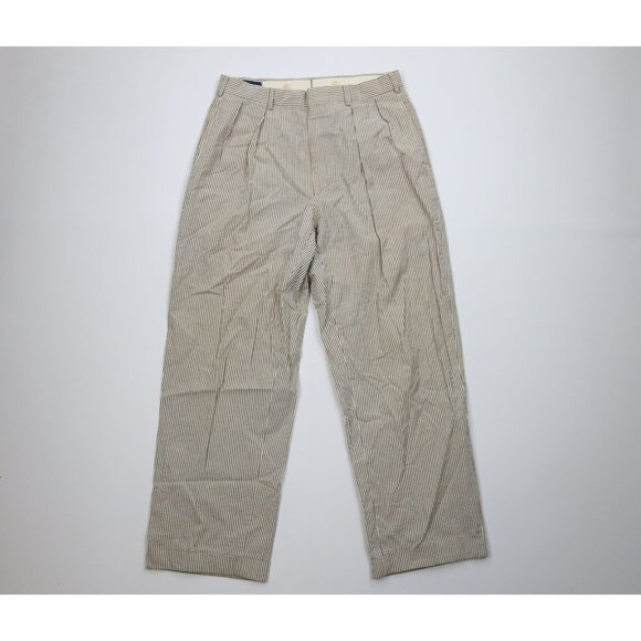 Vtg 70s Ralph Lauren Mens 32x30 Hickory Striped Seer Sucker Wide Leg Pants USA